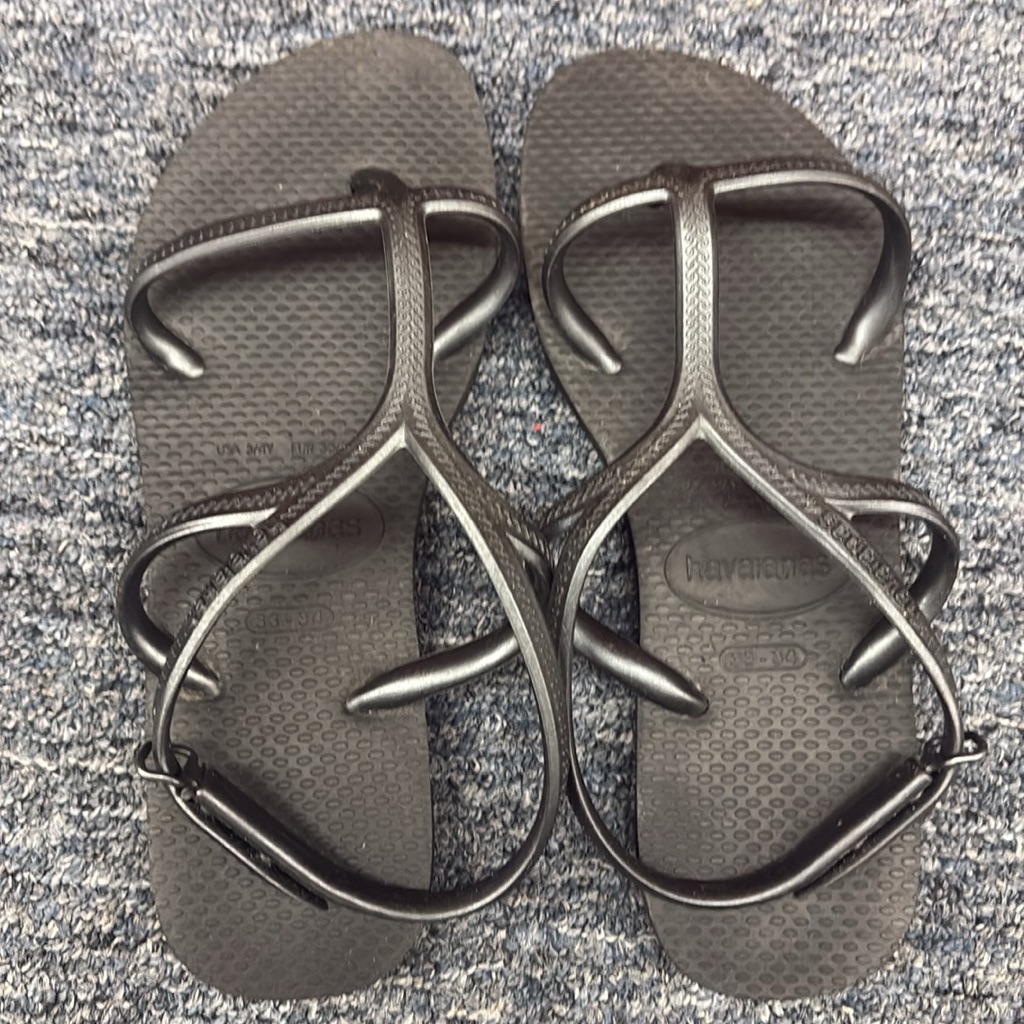 Havaianas Black Sandals, Size 3/4 Y, Euro 35/36